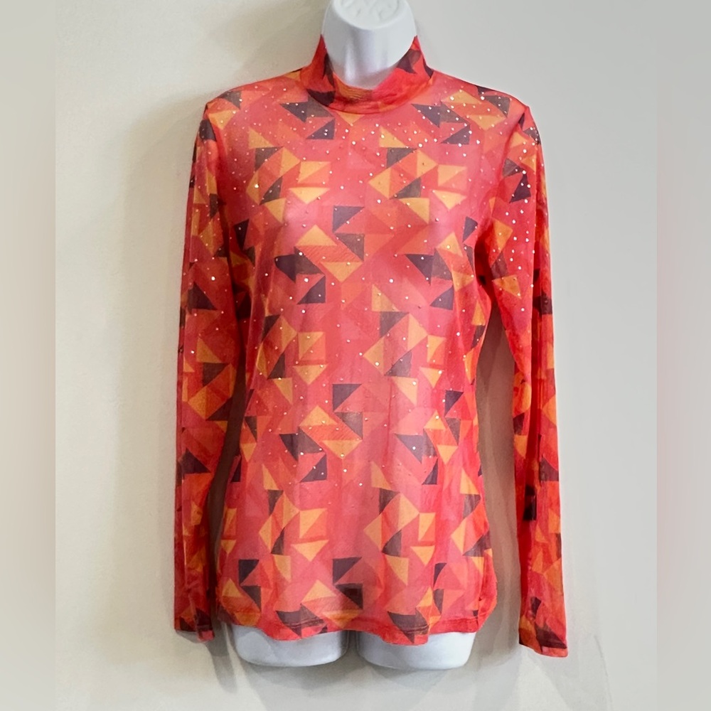 Sheer Mesh Abstract Print Long Sleeve Mock Neck Top By Free People S